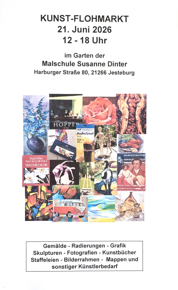 Einladung zum 1. Kunst-Flohmarkt im Garten der Malschule